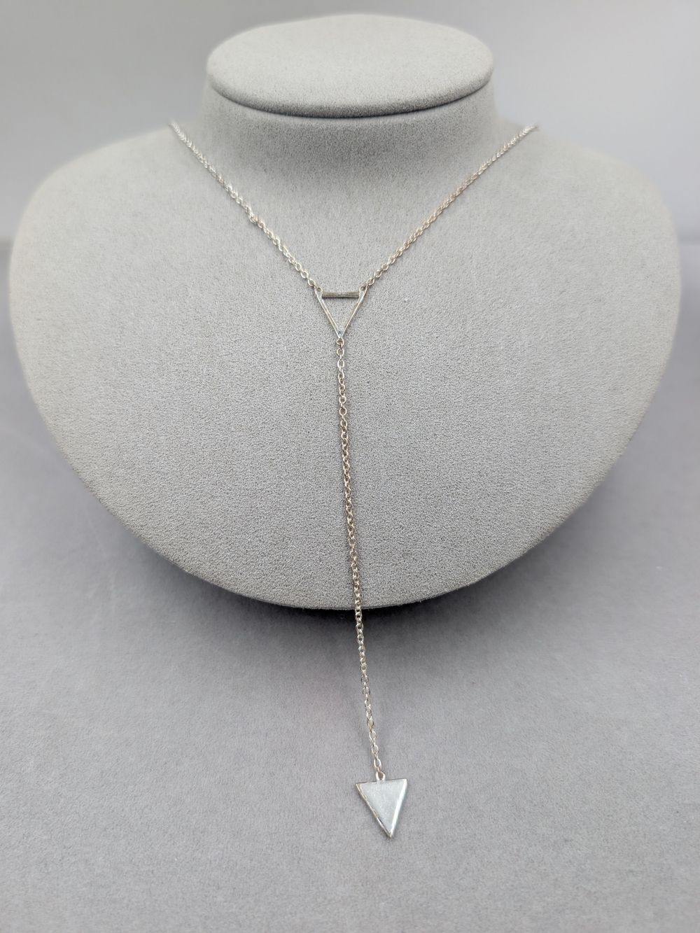 Gorjana Mika Lariat Necklace Silver Geometric Triangle Y Drop | M155